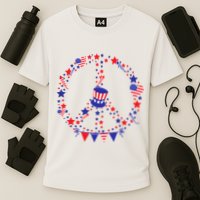 4th Of July Patriotic Peace Sign Cooling Performance Crew T-Shirt