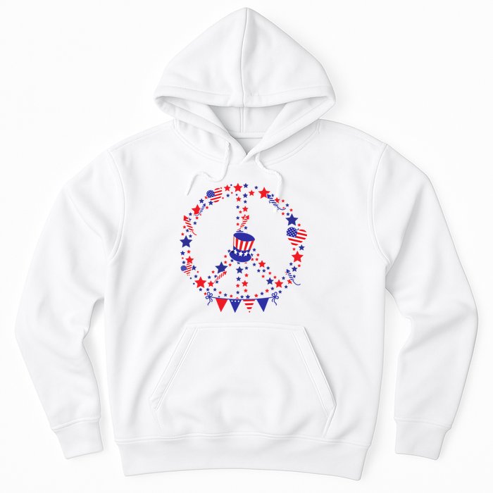 4th Of July Patriotic Peace Sign Hoodie
