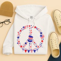 4th Of July Patriotic Peace Sign Hoodie