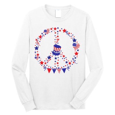 4th Of July Patriotic Peace Sign Long Sleeve Shirt