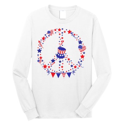 4th Of July Patriotic Peace Sign Long Sleeve Shirt