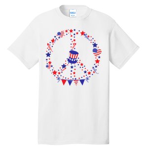 4th Of July Patriotic Peace Sign Tall T-Shirt