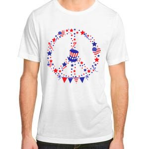 4th Of July Patriotic Peace Sign Adult ChromaSoft Performance T-Shirt