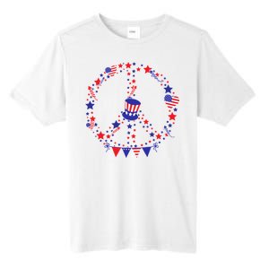 4th Of July Patriotic Peace Sign Tall Fusion ChromaSoft Performance T-Shirt