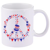 4th Of July Patriotic Peace Sign 11oz C Handle Ceramic Mug