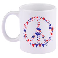 4th Of July Patriotic Peace Sign 11oz C Handle Ceramic Mug