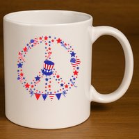 4th Of July Patriotic Peace Sign 11oz C Handle Ceramic Mug