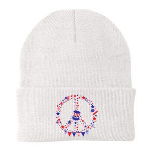 4th Of July Patriotic Peace Sign Knit Cap Winter Beanie