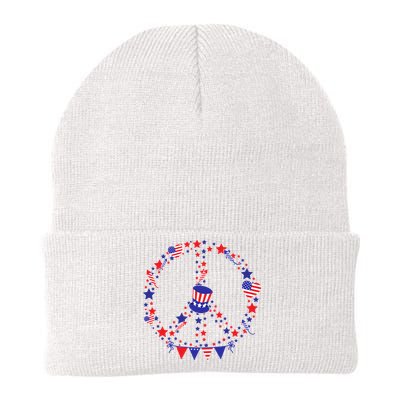 4th Of July Patriotic Peace Sign Knit Cap Winter Beanie