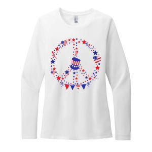 4th Of July Patriotic Peace Sign Womens CVC Long Sleeve Shirt