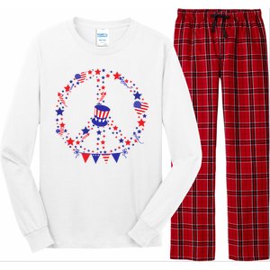 4th Of July Patriotic Peace Sign Long Sleeve Pajama Set