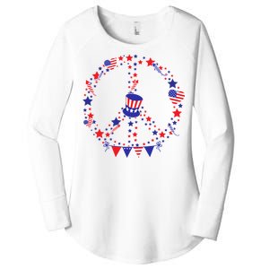 4th Of July Patriotic Peace Sign Women's Perfect Tri Tunic Long Sleeve Shirt