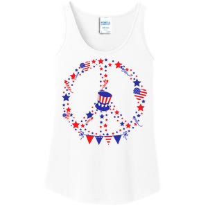 4th Of July Patriotic Peace Sign Ladies Essential Tank