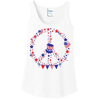 4th Of July Patriotic Peace Sign Ladies Essential Tank