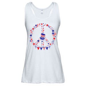 4th Of July Patriotic Peace Sign Ladies Essential Flowy Tank