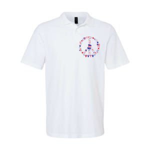 4th Of July Patriotic Peace Sign Softstyle Adult Sport Polo