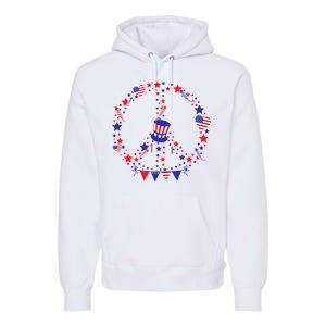 4th Of July Patriotic Peace Sign Premium Hoodie