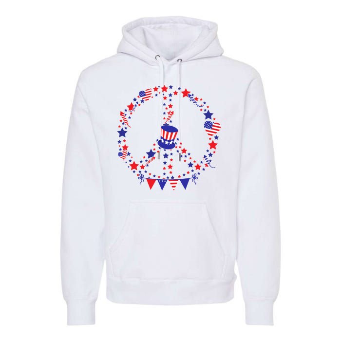 4th Of July Patriotic Peace Sign Premium Hoodie