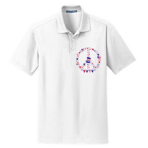 4th Of July Patriotic Peace Sign Dry Zone Grid Polo