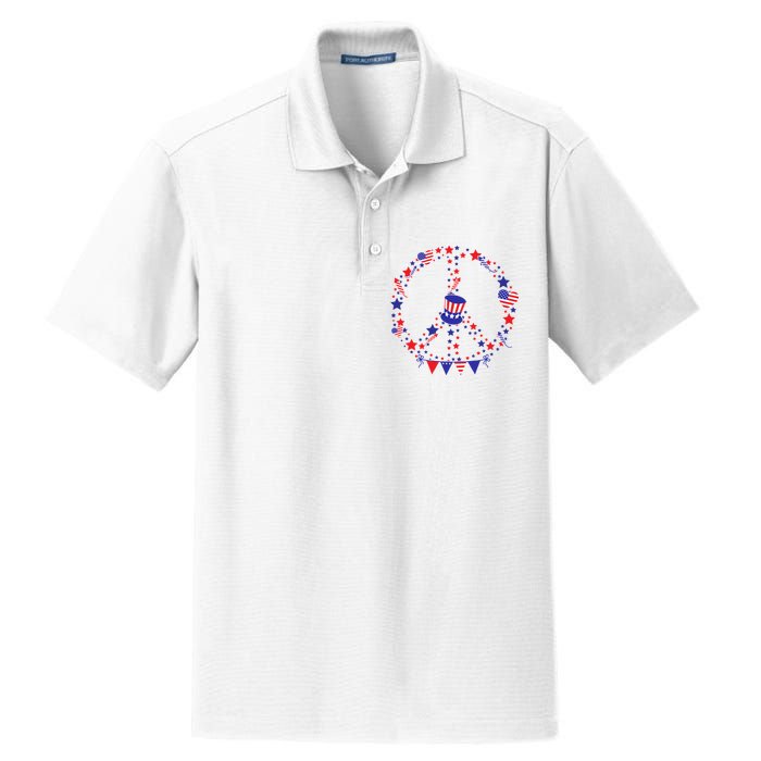 4th Of July Patriotic Peace Sign Dry Zone Grid Polo