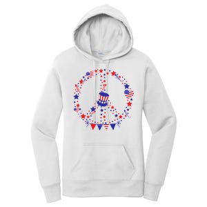 4th Of July Patriotic Peace Sign Women's Pullover Hoodie