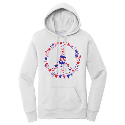 4th Of July Patriotic Peace Sign Women's Pullover Hoodie