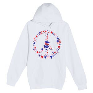 4th Of July Patriotic Peace Sign Premium Pullover Hoodie