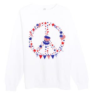 4th Of July Patriotic Peace Sign Premium Crewneck Sweatshirt