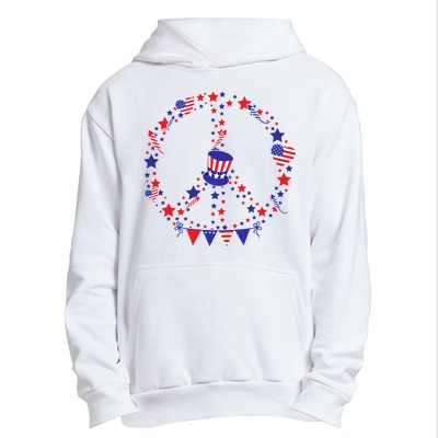 4th Of July Patriotic Peace Sign Urban Pullover Hoodie