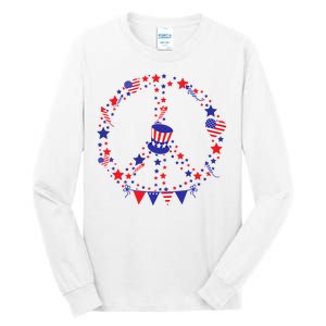 4th Of July Patriotic Peace Sign Tall Long Sleeve T-Shirt