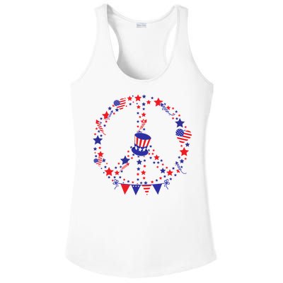 4th Of July Patriotic Peace Sign Ladies PosiCharge Competitor Racerback Tank