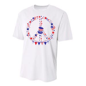 4th Of July Patriotic Peace Sign Performance Sprint T-Shirt