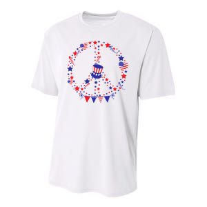 4th Of July Patriotic Peace Sign Youth Performance Sprint T-Shirt