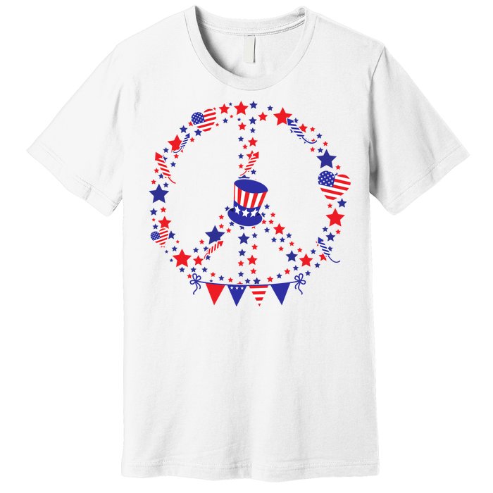 4th Of July Patriotic Peace Sign Premium T-Shirt