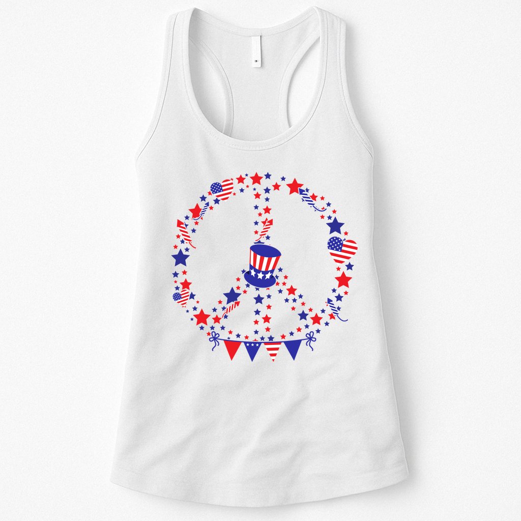 4th Of July Patriotic Peace Sign Womens Tank Top