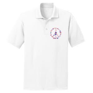 4th Of July Patriotic Peace Sign PosiCharge RacerMesh Polo