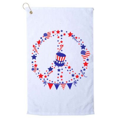 4th Of July Patriotic Peace Sign Golf Towel