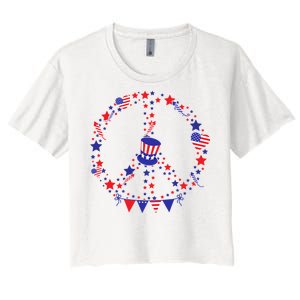 4th Of July Patriotic Peace Sign Women's Crop Top Tee