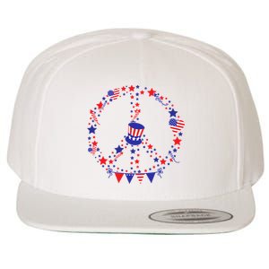 4th Of July Patriotic Peace Sign Wool Snapback Cap