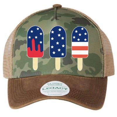 4th of July Popsicle Red White Blue American Flag Legacy Tie Dye Trucker Hat