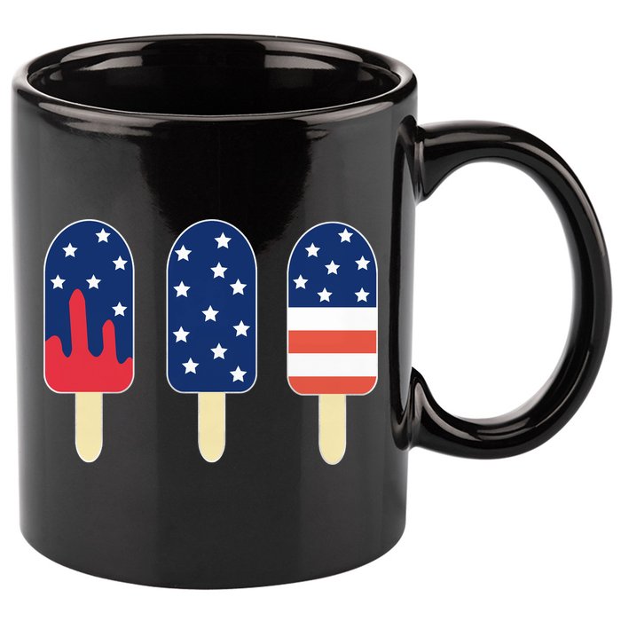 4th of July Popsicle Red White Blue American Flag 11oz C Handle Ceramic Mug