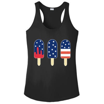 4th of July Popsicle Red White Blue American Flag Ladies PosiCharge Competitor Racerback Tank