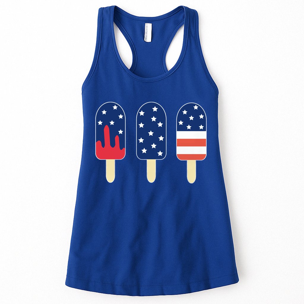 4th of July Popsicle Red White Blue American Flag Womens Tank Top