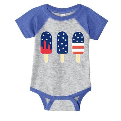 4th of July Popsicle Red White Blue American Flag Infant Baby Jersey Bodysuit