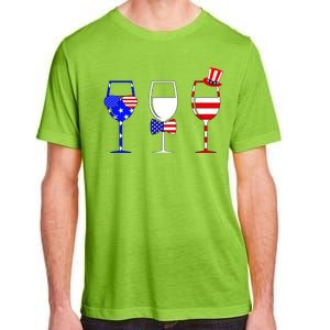 4th Of July Red White Blue Wine USA Glasses Adult ChromaSoft Performance T-Shirt