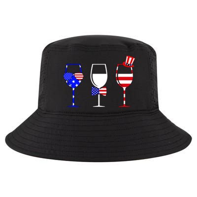 4th Of July Red White Blue Wine USA Glasses Cool Comfort Performance Bucket Hat