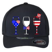 4th Of July Red White Blue Wine USA Glasses Flexfit Unipanel Trucker Cap