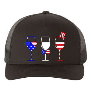 4th Of July Red White Blue Wine USA Glasses Yupoong Adult 5-Panel Trucker Hat