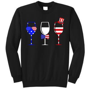 4th Of July Red White Blue Wine USA Glasses Sweatshirt