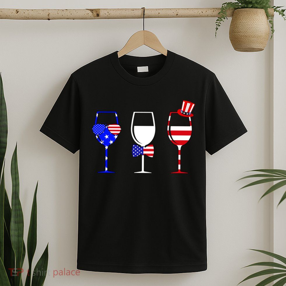 4th Of July Red White Blue Wine USA Glasses T-Shirt